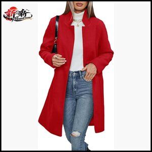 Polyester Wool Pea Coat Stand Collar Notch Lapel Single Breasted Overcoat